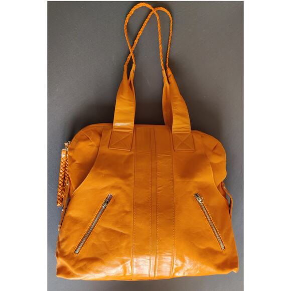 Latico Orange Genuine Large Leather Satchel Tote Bag Shoulderbag Unique